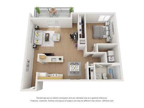 A2 floorplan - one bed one bath